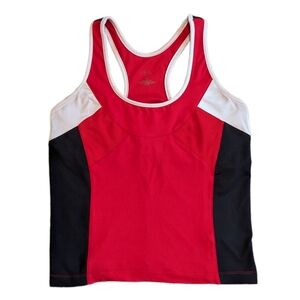 LBH Vintage Red Black White Color Block Racerback Golf Tennis Tank Top S…